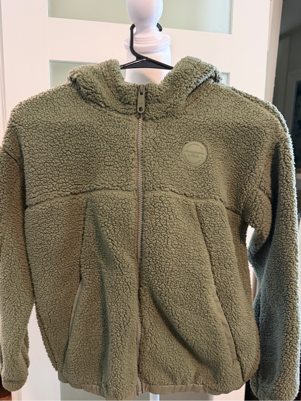 abercrombie kids Olive Green Sherpa Zip-Up Hoodie